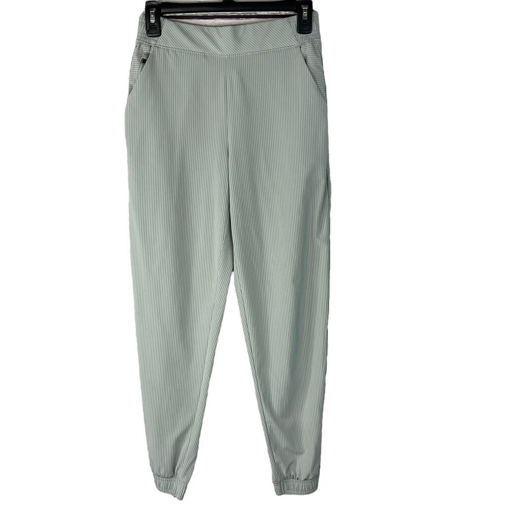 Athleta Brooklyn SZ 4 Jogger Pants Striped Stretch Lightweight Pocket Athleisure